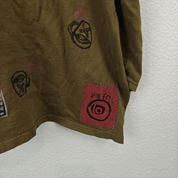 VTG Rare Blue Fish Hand Painted Cotton Birthday Button Up Shirt Size 2BF Women's - Picture 10 of 15